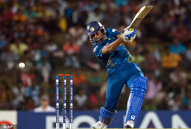 Sri Lanka's Tillakaratne Dilshan plays a shot during the ICC T20Cricket World Cup match between Sri Lanka and Zimbabwe in Hambantota, Sri Lanka, Tuesday, Sept. 18, 2012. (AP Photo)