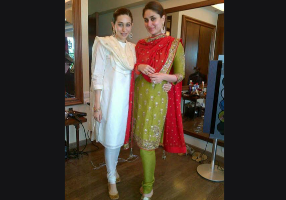 Kareena Kapoor and Karisma Kapoor get themselves clicked moments before the registered marriage of 'Saifeena' on 16th October.