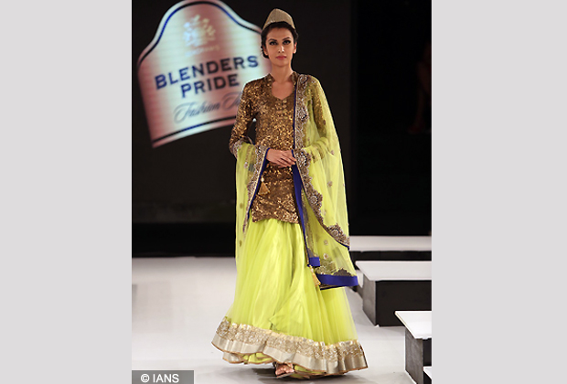 A model walks the ramp at Blenders Pride Fashion Tour 2012 on Saturday, Oct 20 2012. (Photo IANS)