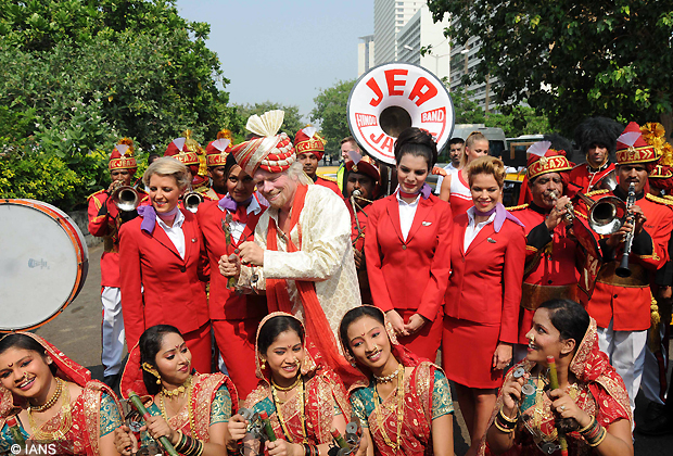 Sir Richard Branson, chairman of Virgin Atlantic Airways during an promotional event in Mumbai, Branson is in India to re launch Virgin Atlantic s service on the Mumbai London route. (Photo IANS)