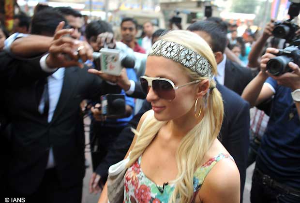 Socialite Paris Hilton visits Siddhivinayak Temple in Mumbai. (Photo IANS)