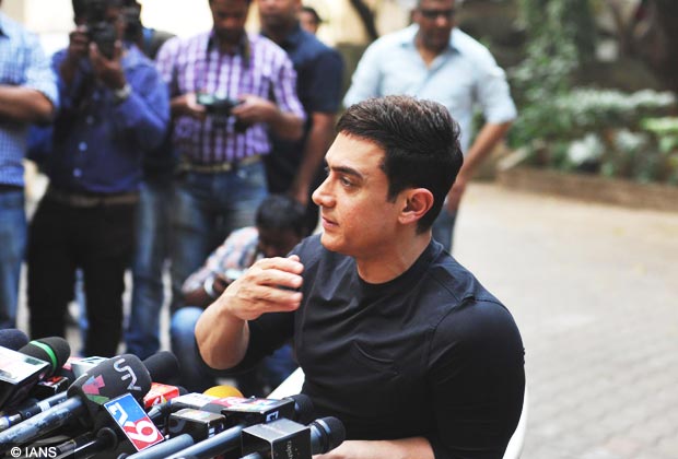 Bollywood actor Aamir Khan's press meet on film Talaash success at his Pali Hill residence in Mumbai. (Photo IANS)