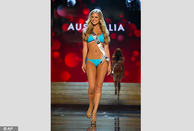 Miss Australia 2012, Renae Ayris competes during the Swimsuit Competition of the 2012 Miss Universe Presentation Show at PH Live in Las Vegas.