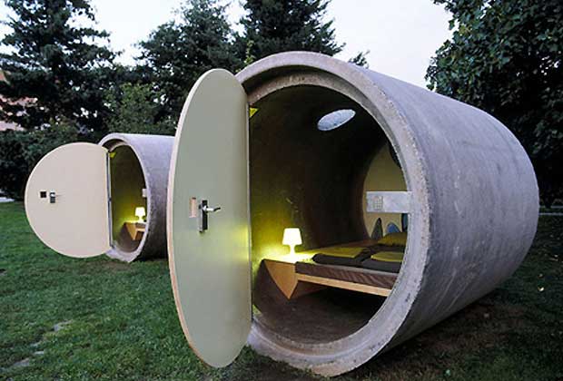 The rooms in 'Drain Pipe Hotel' in Austria have been intrciatly designed and constructed with robust drain pipes.