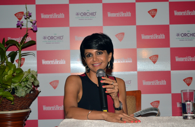 Actress Mandira Bedi unveiled Women's Health magazine's May cover at Hotel The Orchid in Vile Parle, Mumbai. (Photo IANS)