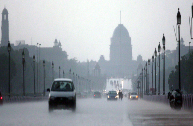 Rajpath during rain in Delhi on June 6, 2013. (Photo IANS)