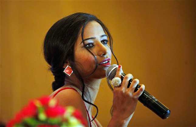 Indian model turned actress Poonam Pandey attends a promotional event for her upcoming Bollywood movie Nasha in Hyderabad, India, July 21, 2013. Pandey's debut movie Nasha will be released on July 26 here. AP Photo