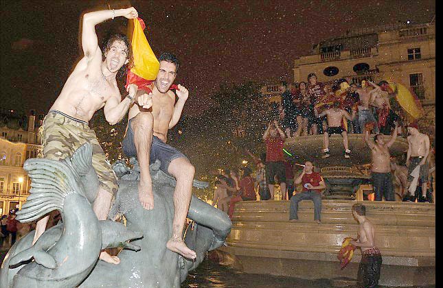 Champions Fans were celebrating the first World Cup win for Spain, which was playing in its first final