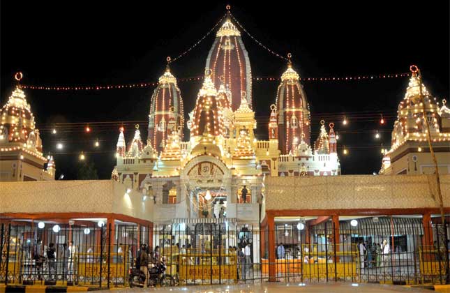 Lakshmi Narayan Temple, also known as Birla Mandir on the auspicious eve of Janmashtami celebration in New Delhi. (Photo IANS)