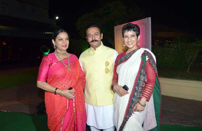 It was a glam evening when the stars were together at one place to attend Vishesh Bhatt's wedding party. There were more stars than the lights shimmering in the party. Bad man of Bollywood Gulshan Grover with Shabana Azmi and Manisha Koirala attended the wedding. (Photo Vinod Singh)