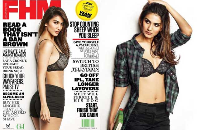 Sensuous beauty Vaani Kapoor who started her Bollywood career with 'Shuddh Desi Romance' covered January issue of FHM magazine.