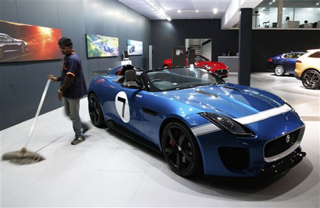 New model of Jaguar at the 12th Indian auto Expo in Noida, India. (AP Photo)