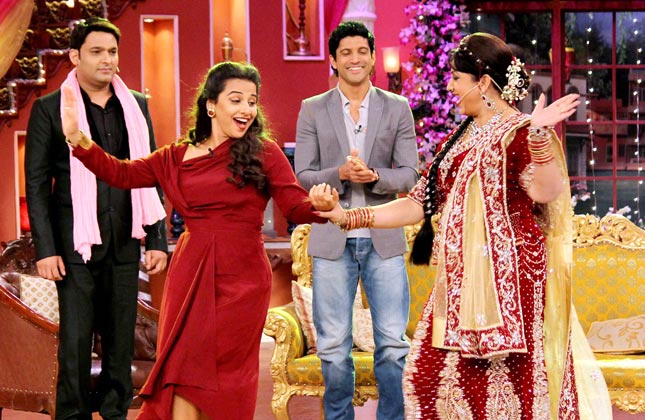 Onscreen couple Farhan Akhtar and Vidya Balan reached the sets of Comedy Nights with Kapil to promote the story of their onscreen marriage.