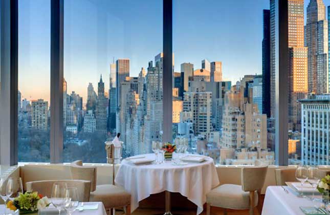 A restaurant with a view can take a dining experience from mediocre to magnificent Asiate New York, USA.