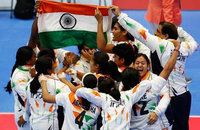 India's team celebrate after winning the women's team Kabaddi gold medal match at the 17th Asian Games in Incheon, South Korea, Friday, Oct. 3, 2014.