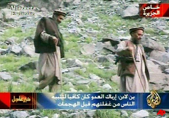 FILE In this undated still from video released Sept. 10, 2003, Al Qaida leader Osama bin Laden, left, and his top deputy Ayman al Zawahri appear. A person familiar with developments on Sunday, May 1, 2011 says bin Laden is dead and the U.S. has the body. (AP Photo/Al Jazeera via APTN)