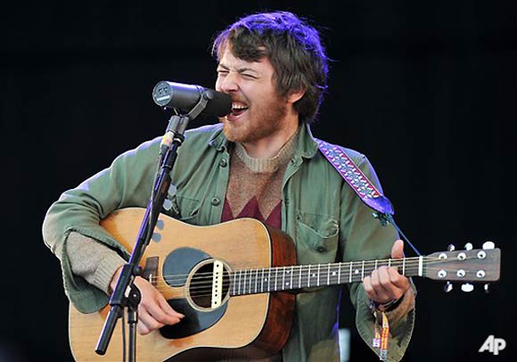 US band Fleet Foxes on the main stage at Glastonbury Festival, Glastonbury, England, on Friday June 24, 2011. (AP Photo/Mark Allan)