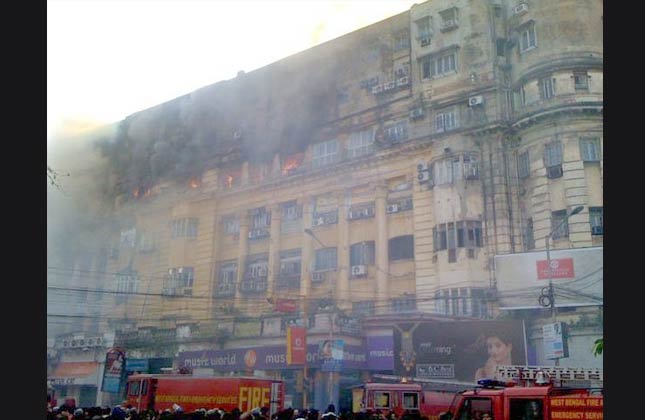 fire at Stephen Court on the busy Park Street in Kolkata on Tuesday afternoon