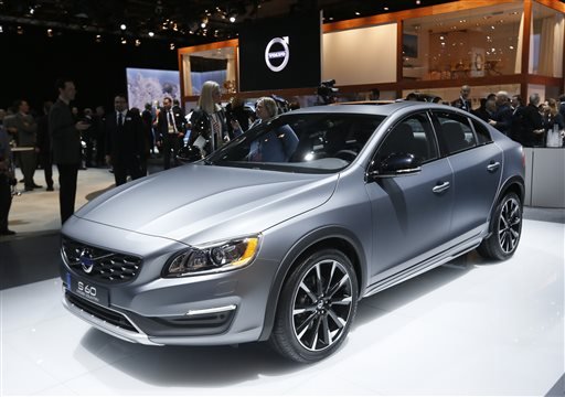 A Volvo S60 Cross Country is on display during media previews for the North American International Auto Show in Detroit