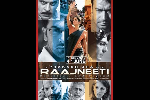 Raajneeti The movie had an amalgamation of Bollywood biggies like Ajay Devgn, Nana Patekar, Ranbir Kapoor, Arjun Rampal, Manoj Bajpai and Katrina Kaif. Directed by Prakash Jha, the movie was alleged to be based on the life of Gandhi family. With stars' moving performance, the movie became a hit at box office.