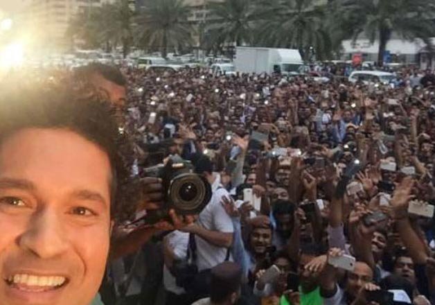 Sachin Tendulkar inaugurated the 150th outlet of Aster Pharmacy in Abu Dhabi on Monday. He is the brand ambassador of Aster DM Healthcare's Aster Pharmacy vertical. Here is seen clicking a selfie in Abu Dhabi.