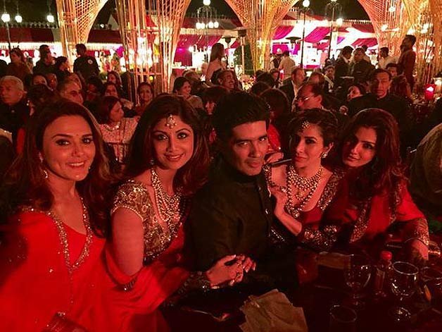 Shilpa Shetty, Preity Zinta, Sophie Choudry, Manish Malhotra, Raveena Tandon, Sohail Khan and wife, Maheep Kapoor, Chunky Pandey are a few names amongst many other prominent ones who blessed the newlywed at the wedding.