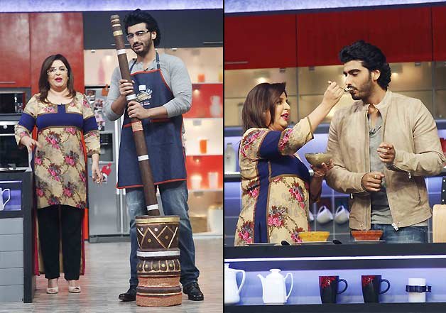 With looks of it, guess Arjun Kapoor whole heartedly enjoyed his time on Farah Khan's TV show 'Farah Ki Daawat'!