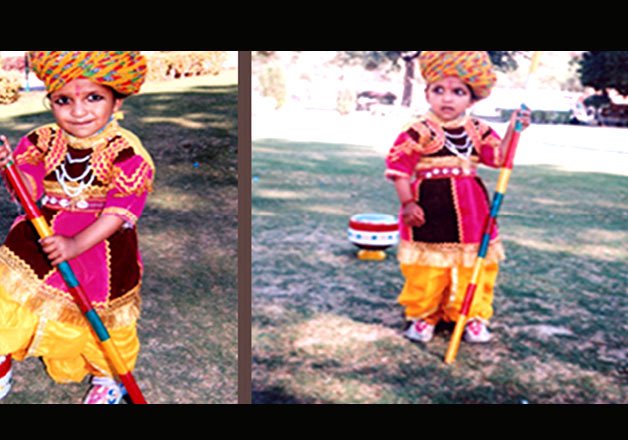 Childhood picture of Gajendra Singh in a typical Rajasthani attire.