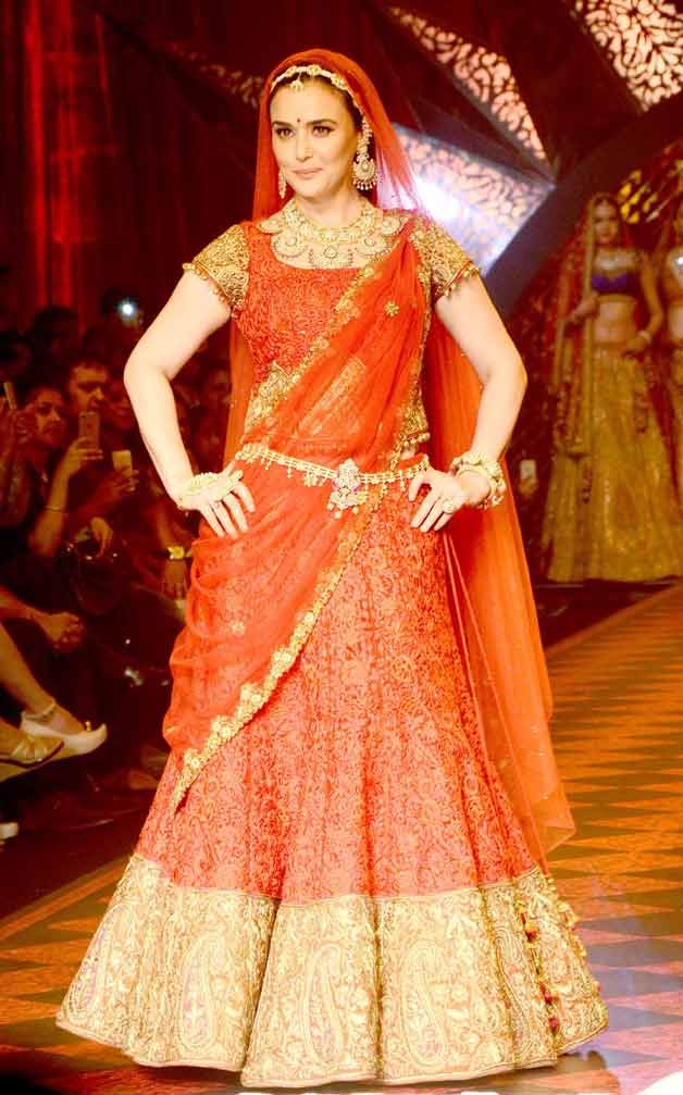 Preity Zinta walks for Birdhichand Ghanshyamdas Jewellers at the India International Jewelry Week in Mumbai.