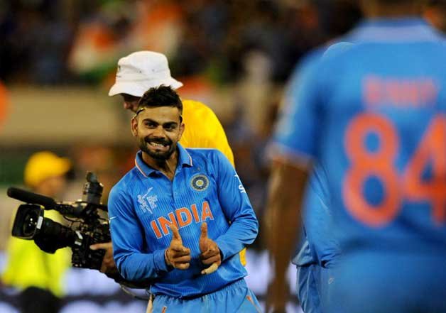 Virat Kohli celebrating in style after India thrashed South Africa by 130 runs.