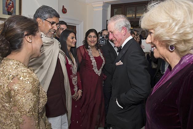 Prince Charles was joined by more than 300 guests including international sports stars and celebrities at the dinner to support the British Asian Trust's work in empowering disadvantaged people in South Asia, and helping to transform their lives