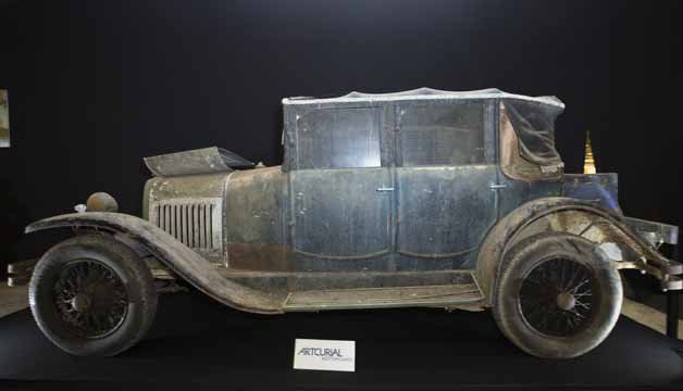 Voisin Type C7 Travel Berline of Louis Galle car is displayed during a preview for an auction of vintage cars Retromobile show in Paris after a treasure trove of classic cars was discovered after spending 50 years languishing in storage on a farm. 60 rusting motors, which include a vintage Ferrari California Spider, a Bugatti and a very rare Maserati, were found gathering dust and hidden under piles of newspapers in garages and outbuildings at a property in France. The cars were collected from the 1950s to the 1970s by entrepreneur Roger Baillon, who dreamt of restoring them to their former glory and displaying them in a museum, but, his plans were dashed as his business struggled, forcing the sale of about 50 vehicles, to be auctioned off on Feb 6.