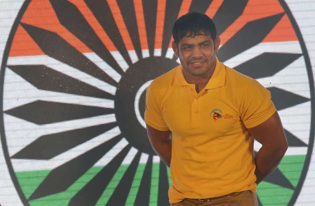 Two time Olympic medallist Sushil Kumar poses on the ramp at the launch of Pro Wrestling League, in New Delhi.